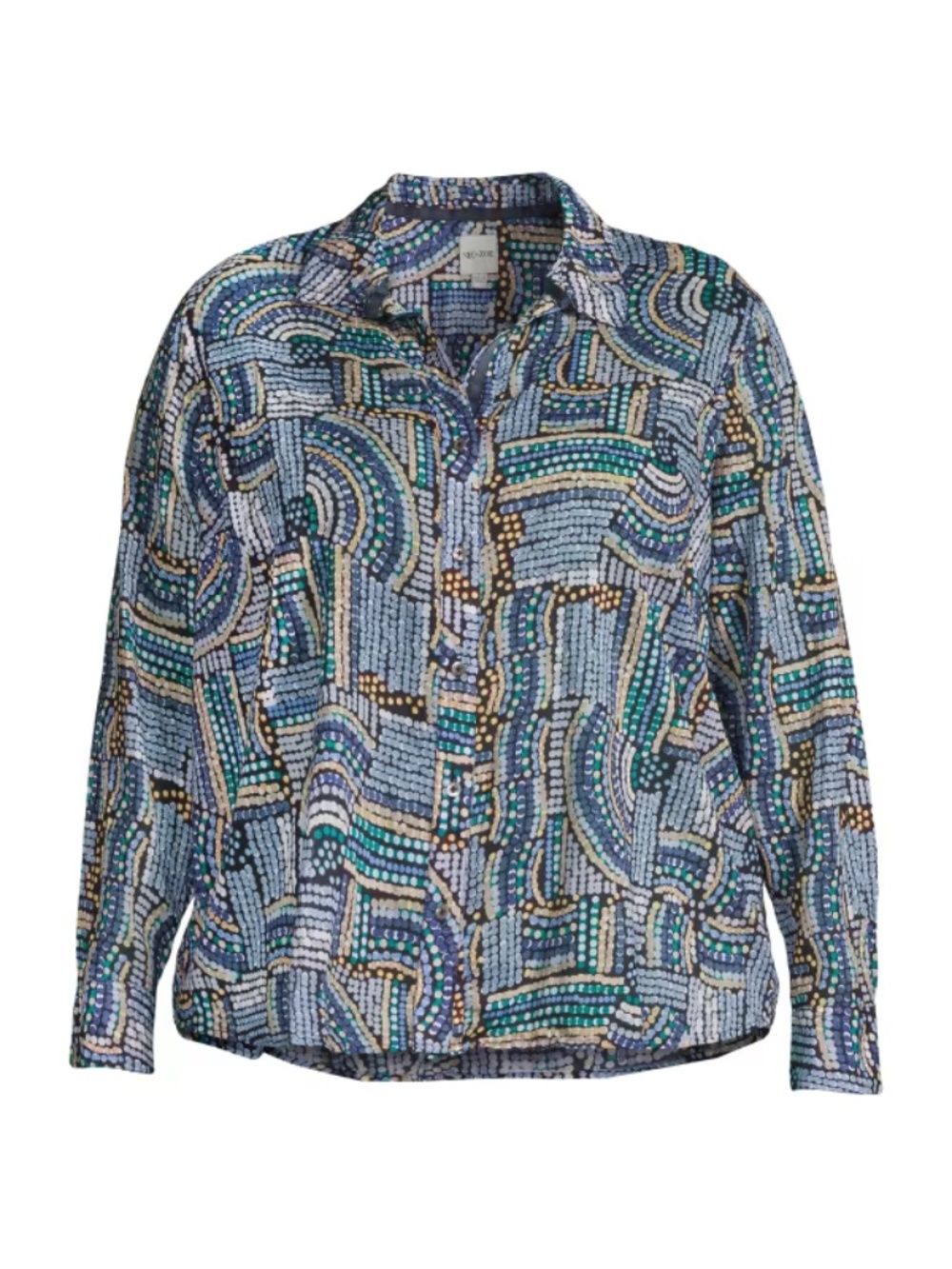 NIC+ZOE Mosaic-Print Crinkled Shirt - size XL